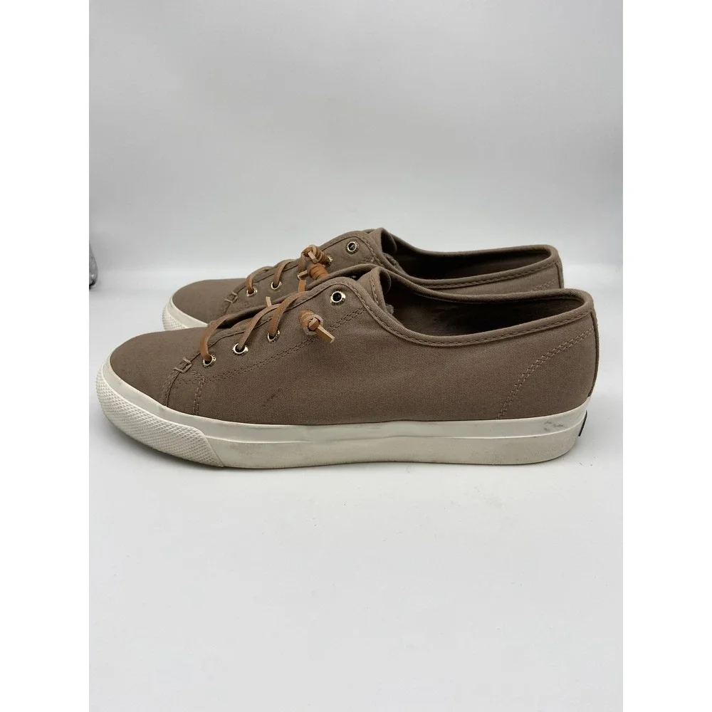 Sperry Shoes Womens Sz 11 Canvas‎ Sneakers Taupe Lace Up Comfort STS81827